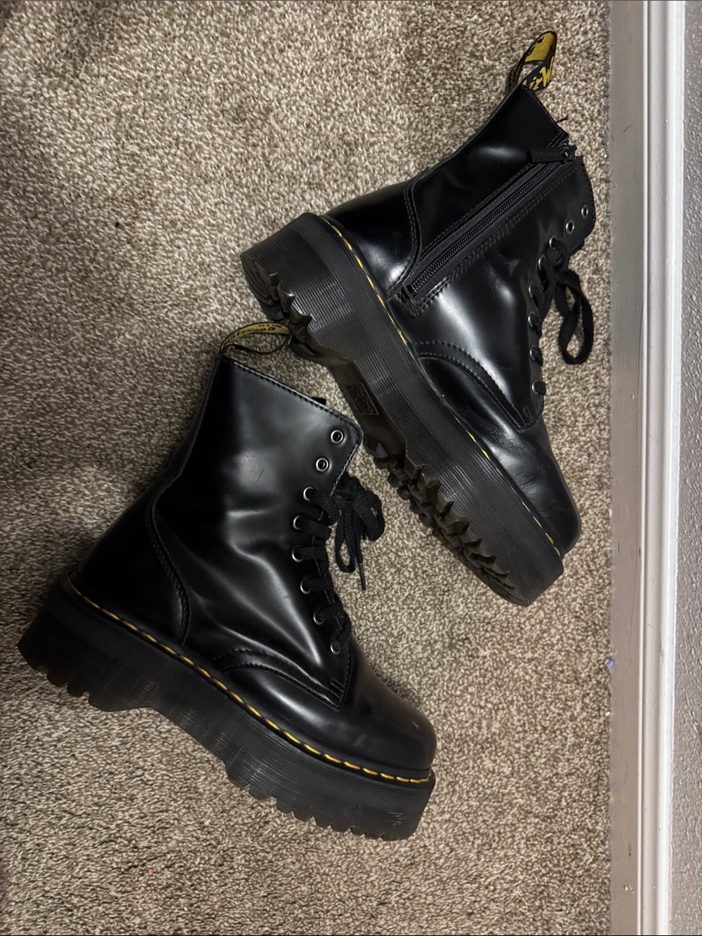 Black Jadon Platform Leather Doc Martens - Picture 5 of 5